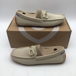 Rothys Double Bit Driver Loafers Sesame Beige Knit Flats Womens Size 10.5 NEW